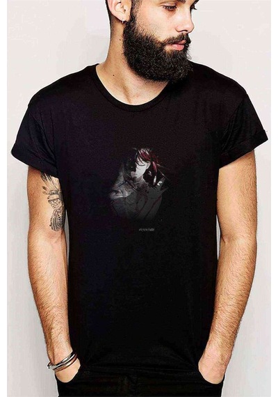 Elfen Lied Baskılı Siyah Erkek Tshirt