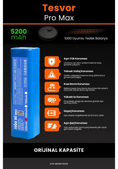 Tesvor Pro Max 5200mah Robot Süpürge Bataryası