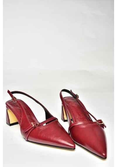 Fox Shoes U654078709 Bordo Kalın Topuklu Kadın Ayakkabı Bordo