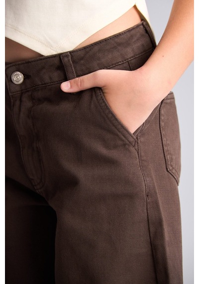 Defacto Baggy Fit Düz Paça Gabardin Pantolon Kız Çocuk I1699a826aubn335 Kahve-bn335