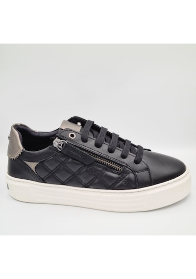 Mammamia D25ka-7305 Siyah Beyaz Hakiki Deri Kadın Deri Sneaker Siyah