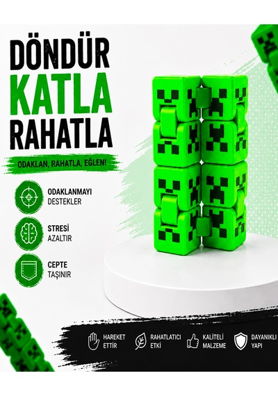 Minecraft Creeper Fidget Küp Sınırsız Minecraft Küpü Stres Giderici Dekoratif Figür