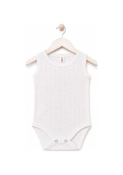 H&c Coolboy H&c %100 Pamuk Desenli Jakarlı Kolsuz Bebek Body Zıbın Beyaz