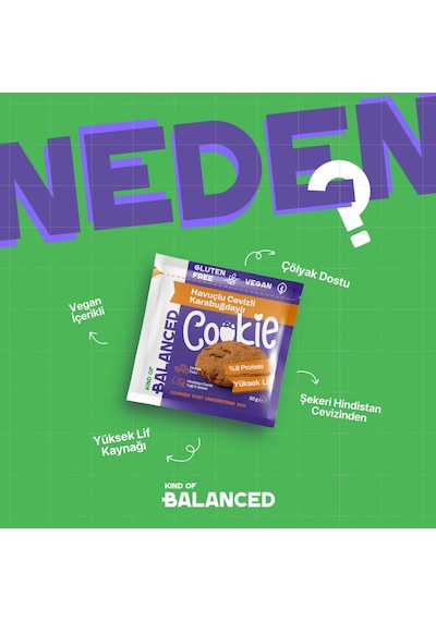 Glütensiz Havuçlu Cevizli Karabuğdaylı Proteinli Cookie 50 Gr