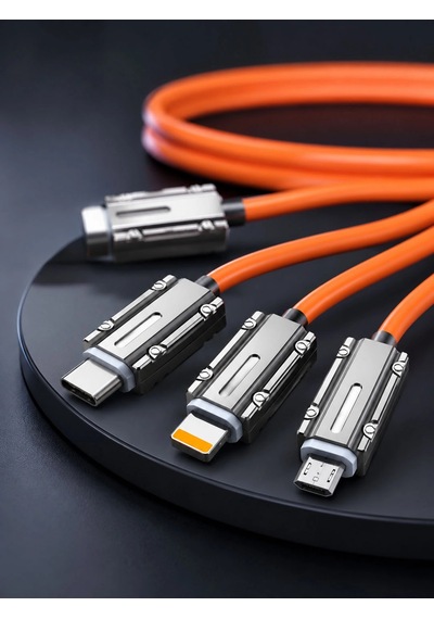Usb Typec, Lightning Ve Micro Usb Uyumlu 3'ü 1 Arada Hızlı Şarj Kablosu