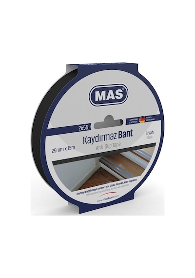 MAS KAYDIRMAZ BANT 25 MM x 15 M SİYAH 2655