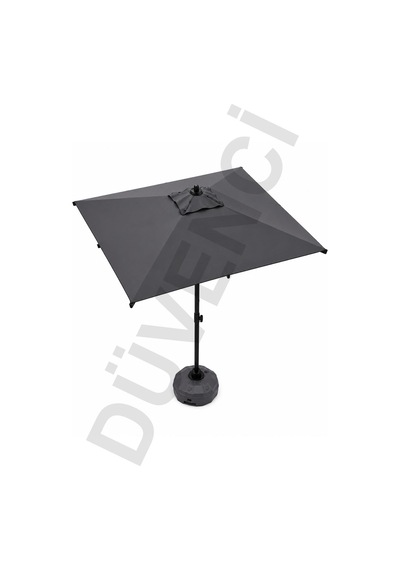 Alubrella Antrasit Kare Güneş Şemsiyesi, 210x210 / 8 Telli, Bidonlu