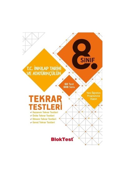 8.Sınıf T.C. İnkılap Tarihi ve Atatürkçülük Tekrar Testleri -  Bloktest Yayınları