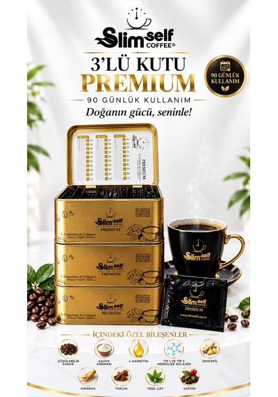 Slimself R.fitdetox Premium Form Kahvesi 90 Günlük Kullanım Üçlü Kutu Çözünebilir