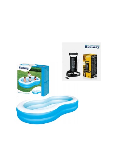 Şişirme Pompali. Bestway 54117 Jumbo Oval Renkli Aile Havuzu Seti Çok Renkli