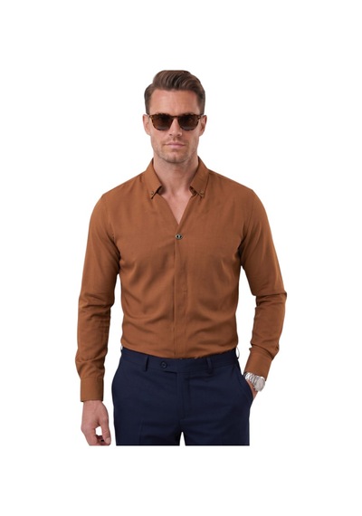 Deepsea Açık Kahve Slim Fit Kolay Ütülenebilir Açık Dik Yaka Likralı Erkek Gömlek 2602615 Açık Kahverengi Deepsea Açık Kahve Slim Fit Kolay Ütülenebilir Açık Dik Yaka Likralı Erkek Gömlek 2602615 Açık Kahverengi