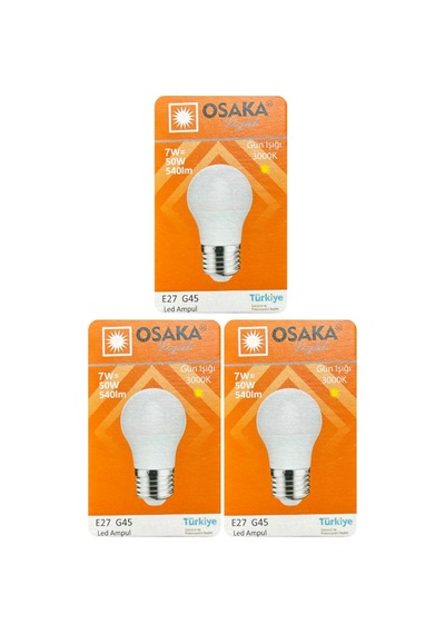 3 Adet Osaka 7w 50w Sarı Işık E27 Duylu Kalın Duy Led Mini Ampul
