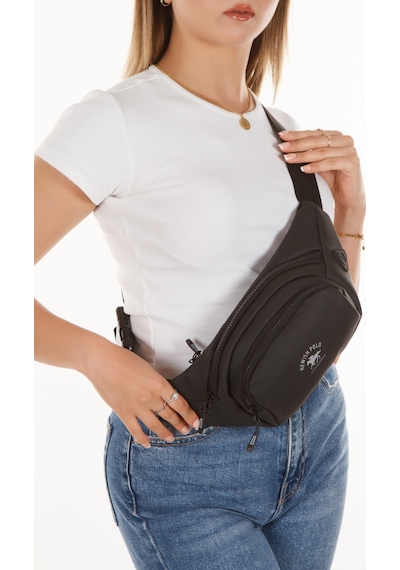 Newish Polo Unisex Siyah Suya Dayanıklı Suni Deri Usb Ve Kulaklık Girişli Bel Ve Çapraz Omuz Çanta Freebag Siyah