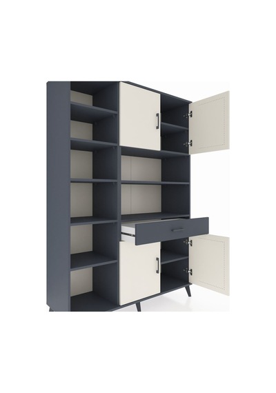 Hyperion Dolap 10 Raflı Tek Çekmeceli 4 Kapaklı 132x44x195 Antrasit-aytaşı/antrasit Aytası/antrasıt - Antrasıt Hyperion Dolap 10 Raflı Tek Çekmeceli 4 Kapaklı 132x44x195 Antrasit-aytaşı/antrasit Aytası/antrasıt - Antrasıt