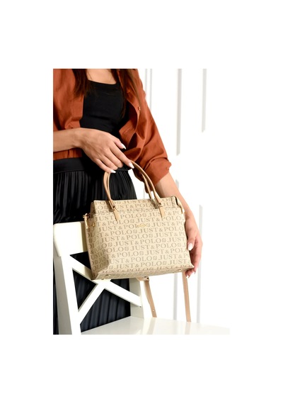 Just Polo Kadın Monogram Baskılı Yeni Sezon El Ve Omuz Çantası 232031mh Vizon