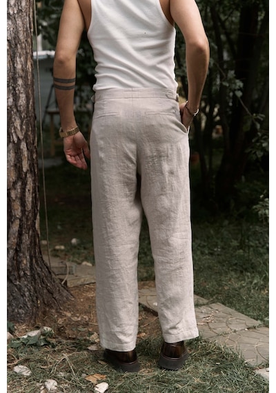 Mai Collection Mai Studios Co. Carlo Naturel Keten Erkek Pantolon Natürel