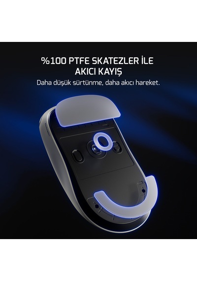 Gamepower Flow Paw3315 16.000dpı Mekanik Switch Kablosuz Beyaz Gaming Mouse Grip Tape Ve Skatez li -