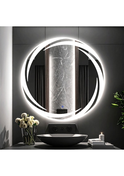 Whirilwind Beyaz Led'li Lazer Kumlamalı Lavabo & Banyo Aynası Dokunmatik Sensörlü 70 X 70
