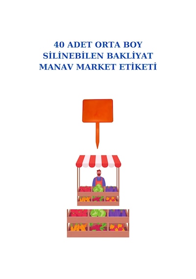 Yaz Sil Orta Boy Sapla Bakliyat Etiketliği 40 Adet Manav Pazarcı Etiketi Diğer