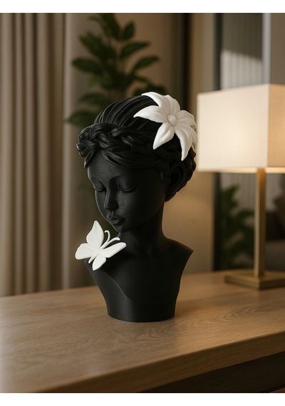 Blossom & Butterfly - Serene Girl Bust Sculpture