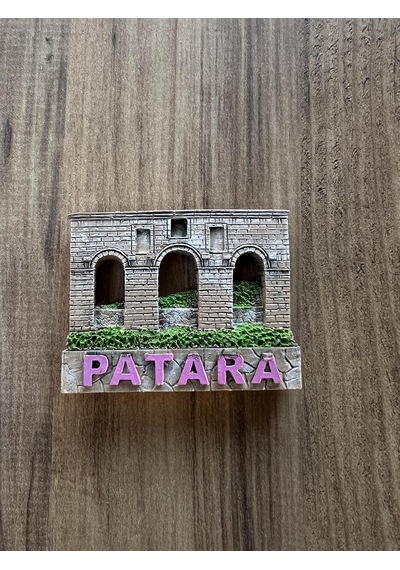Patara Dekoratif Antik Taş Görünümlü Mıknatıs, El Yapımı, Yeşil Detaylı, Mor Yazılı, Duvar Süsü