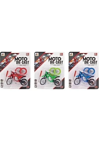 Model Cross Yeşil Motorsiklet Sök Tak Tekerlekli 1:18 Ölçek 3+ Yaş Çok Renkli