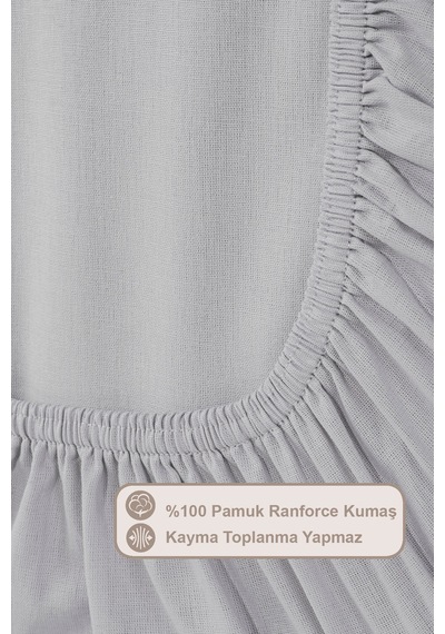 Elart Basic Lastikli Çarşaf Seti King Size 180x200+28 Gri