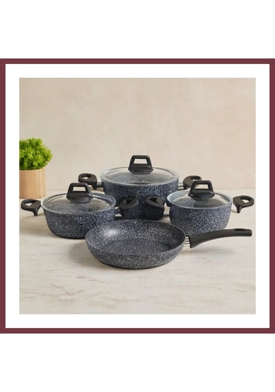 Storeşahin 7 Parça Granit Tencere Ve Tava Seti 20-24cm Derin, 27cm Cam Kapak, 26cm Tava Shn0720