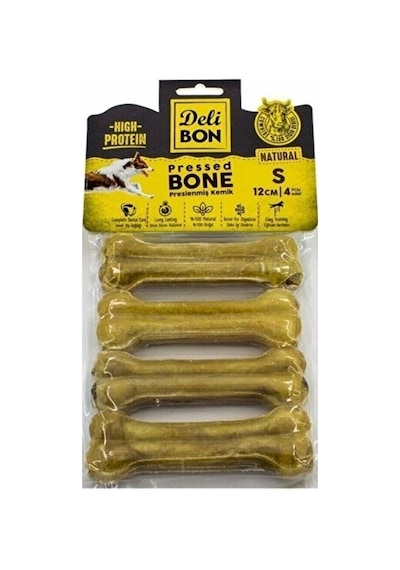 Delibon Deri Pres Köpek Kemik Naturel S 12 CM 4'lü