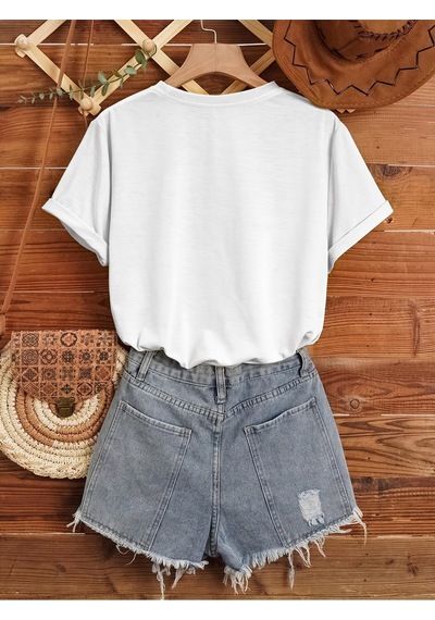 Uyguntarz Unisex Pusula Baskılı Tasarım Tshirt Beyaz