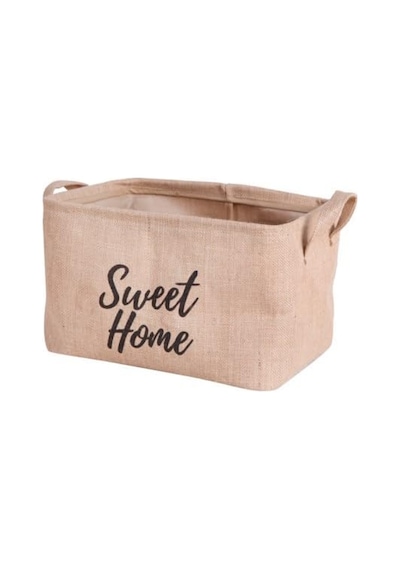 Sweet Home Dikdörtgen Jüt Düzenleyici Sepet 24x17x14 Cm Krem Renk Katlanabilir Kumaş Kulplu Organizer Ev, Mu Diğer