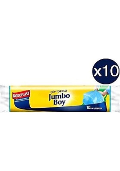 Koroplast Güçlü Jumbo Boy 10Lu Çöp Torbası X 10 Paket