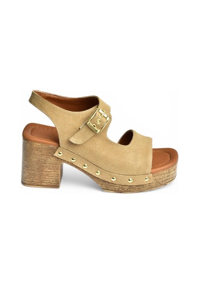 Fox Shoes Y996793502 Bej Süet Kalın Topuklu Kadın Ayakkabı
