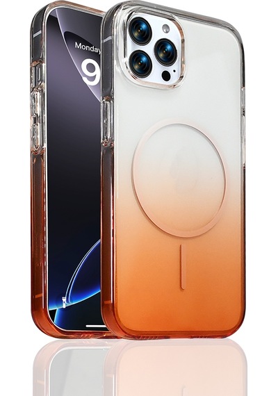 Apple Uyumlu iPhone 15 Pro Max Kılıf M-safe Şarj Özellikli Zore Septik Silikon Kapak Turuncu