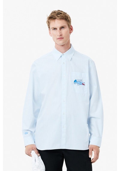 Lacoste Men's Relaxed Fit Blue Shirt Bol Kesim Erkek Gömlek Mavi
