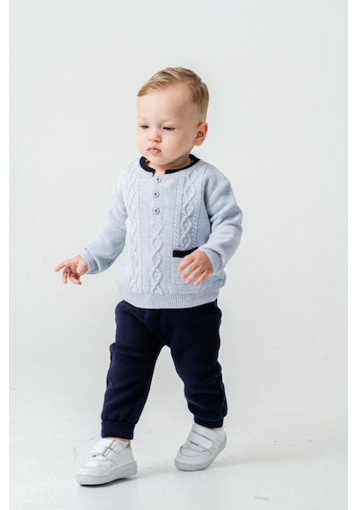 Babyhola Erkek Bebek Triko Kazak Pantolon Takım 23124 Mavi