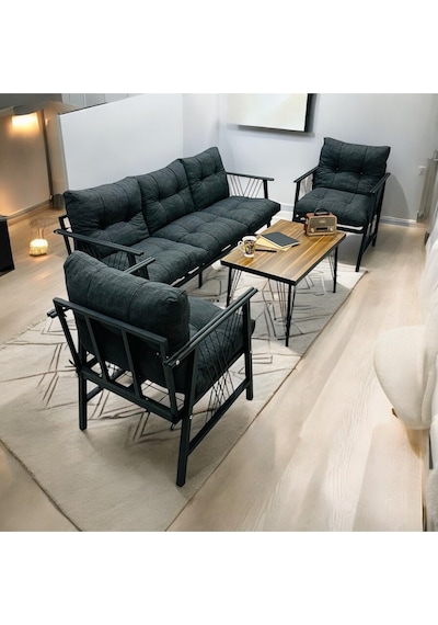 Lüx Bahçe Balkon Mobilyası , Koltuk Takımı , Cafe 3-1-1 Sehba Takımı Antrasit