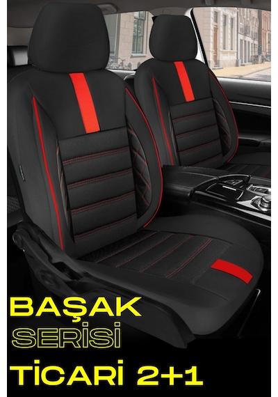 Honda Jazz 2002-2008 Uyumlu Siyah Kırmızı Başak Serisi 2+1 Ticari Koltuk Kılıfı