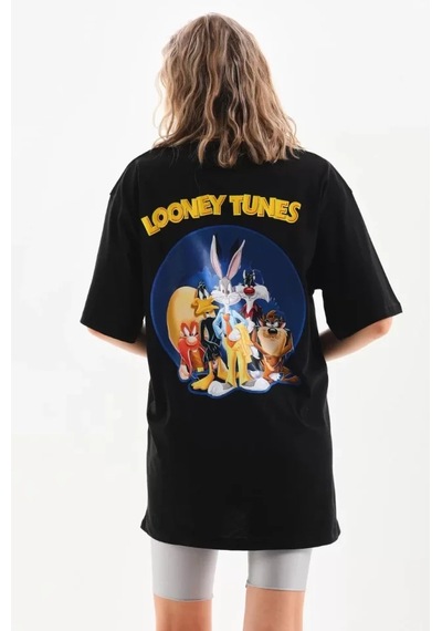 Modi Unisex Baskılı Oversize T-shirt - Siyah Açık Siyah