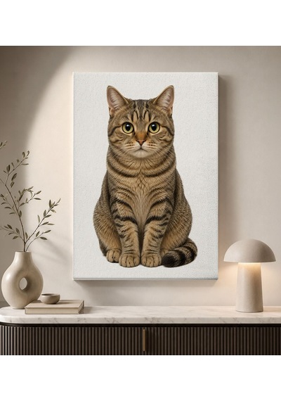 Bk Gift Büyük Gözlü Tekir Kedi Portresi Beyaz Fonlu Sevimli Minimalist Modern Kanvas Duvar Tablosu 50x70 Cm Bitmeyencom38260 Bk Gift