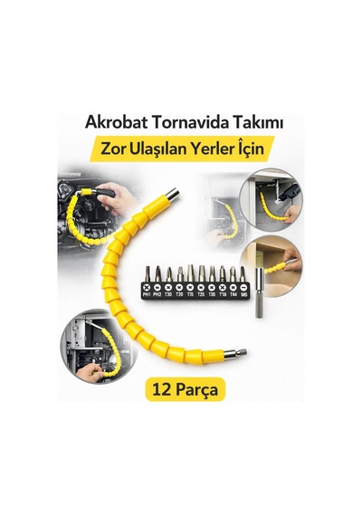 Vıvaluxe Esnek Tornavida Ucu Seti 14 Parça Dar Alanlar İçin Akrobat Tornavida Aparatı, Manyetik Tornavida Uzatma Ucu, Torx Allen Ph Bits İle Profesyonel Tamir Ve Montaj Seti