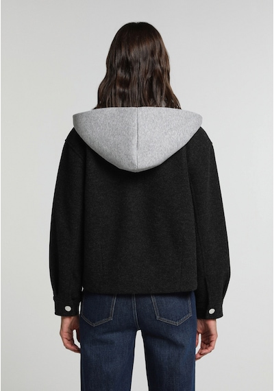 Colin's Colins Oversize Fit Fermuarlı Astarsız Çıkarılabilir Kapüşonlu Kadın Antrasit Ceket Cl1082169 Q1.v1 Anm Antra Melanj