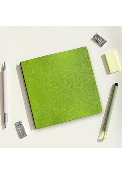 Defter, Çizgisiz Not Defteri Pu Deri Not Defteri 16,5x16,5 Cm, 96 Yaprak 192 Sayfa , 90 Gr Yeşil