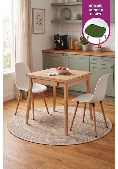 Vilinze Eames Sandalye Avanos Kanatlu Ahşap Mutfak Masası Takımı - 70x70+70 Cm Natürel Vilinze Eames Sandalye Avanos Kanatlu Ahşap Mutfak Masası Takımı - 70x70+70 Cm Natürel