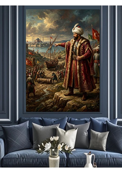 Fatih Sultan Mehmet Tablosu Dekoratif Kanvas - Mdf Ahşap Tablo
