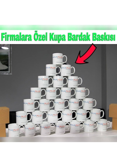 Firmalara Özel Logo Baskılı Kupa Bardak Çift Taraflı Logo İsim