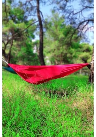 Bundera Kamp Hamağı Piknik Hamağı Bahçe Balkon Outdoor Kamp Salıncak Hamak Kırmızı Açık Gri