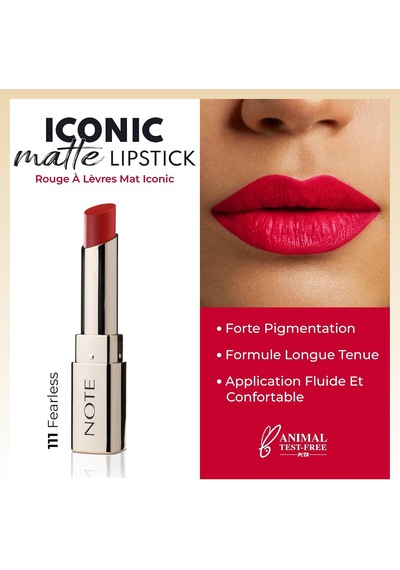 Cosmetics Iconic Matte Lipstick 111 Fearless Kalıcı Mat Ruj, Kırmızı Çok Renkli