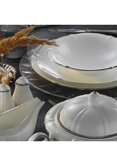 Evaliza Magnolia Platin Yemek Takımı 60 Parça