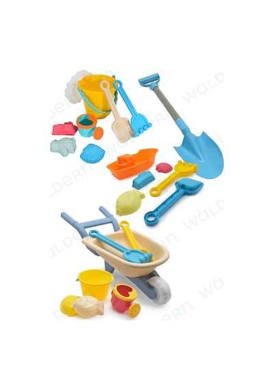 Waldern Toys Lux 24 Parça El Arabası Gemi Büyük Orta Boy Kova Kürek Takımı Plaj Seti